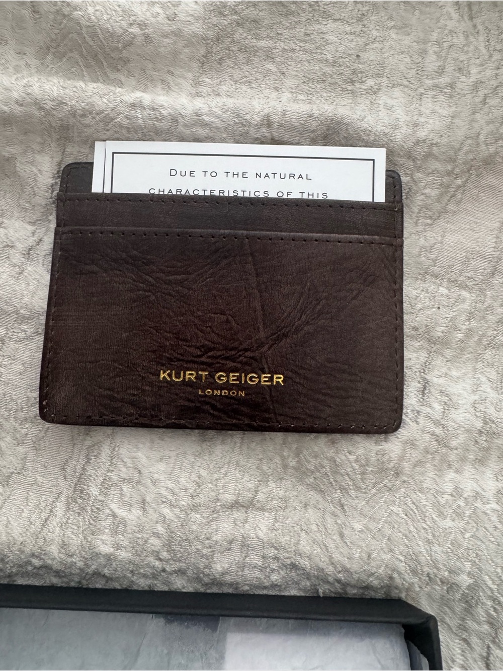 Kurt Geiger Dark Brown Leather Card Holder with Gold Logo - Picture 4 of 4